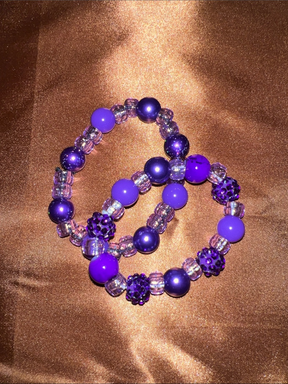 Purple Beaded Stretch Bracelet Set - Women's Jewelry